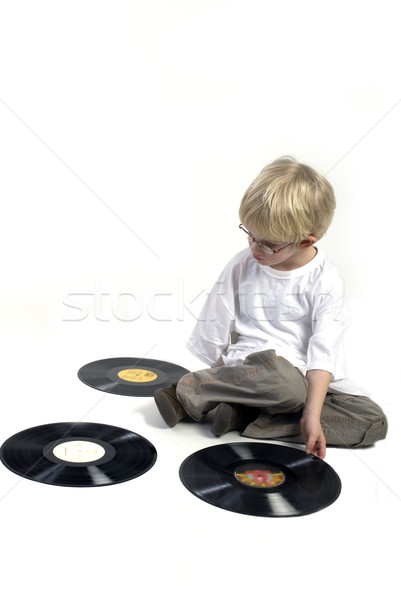 Młody chłopak winylu młodych starych czarny Zdjęcia stock © ivonnewierink