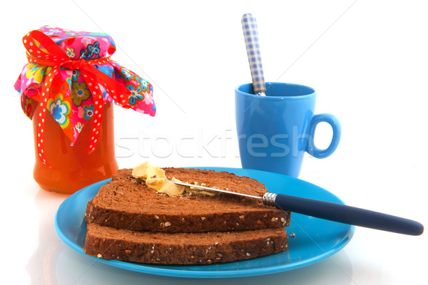 завтрак здорового коричневый хлеб масло консервированный Сток-фото © ivonnewierink