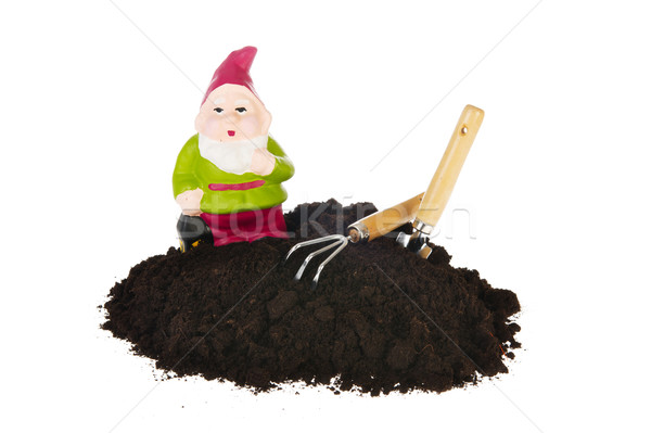 Jardinage gnome outils jardin isolé blanche [[stock_photo]] © ivonnewierink