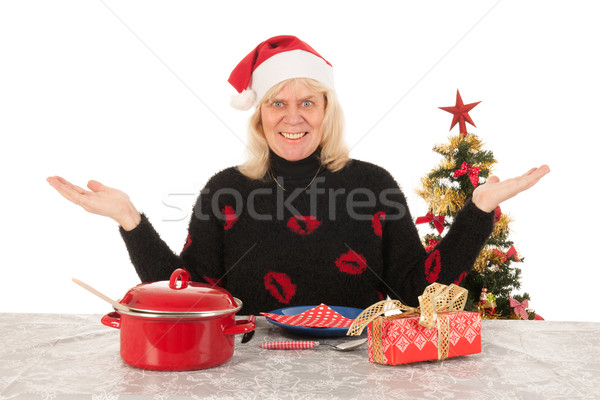 Woman of mature age happy alone with Christmas Stock photo © ivonnewierink
