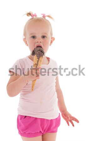 Toddler girl eating ice cream Stock photo © ivonnewierink