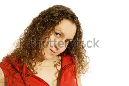Portret czerwony dziewczyna oczy fitness młodych Zdjęcia stock © ivonnewierink