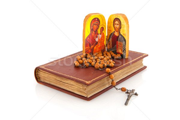 Görög ortodox vallás ikon Biblia rózsafüzér Stock fotó © ivonnewierink