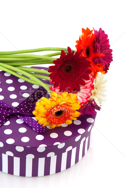 Stock photo: Purple present with flowers