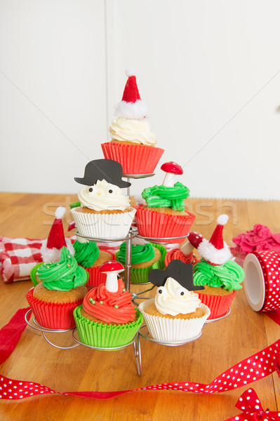 Christmas cake tabel Rood Stockfoto © ivonnewierink