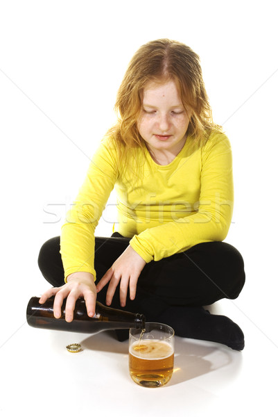 neglected girl drinks alcohol Stock photo © ivonnewierink
