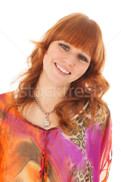 Portrait smiling red haired girl Stock photo © ivonnewierink