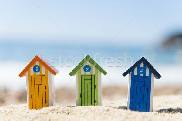 Foto stock: Colorido · playa · a · rayas · agua · mar