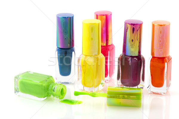 Renkli tırnak cilası çok şişeler yalıtılmış beyaz Stok fotoğraf © ivonnewierink