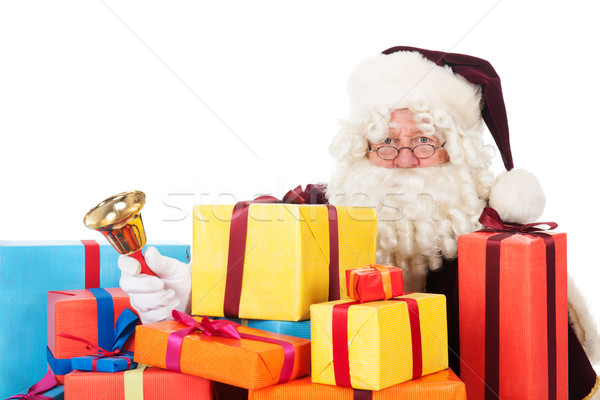 Stockfoto: Kerstman · presenteert · portret · achtergrond · bril · witte