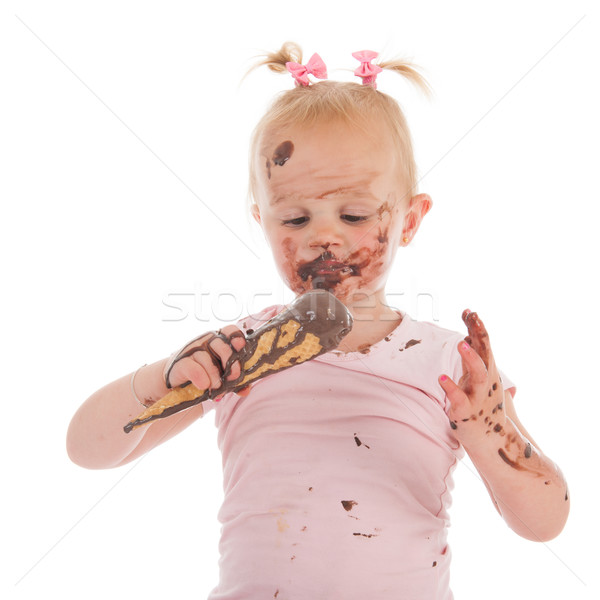 Toddler girl eating ice cream Stock photo © ivonnewierink