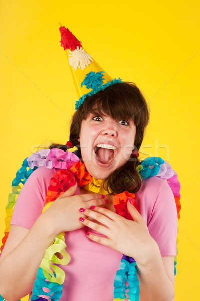 Dziewczyna oszałamiający urodziny młoda dziewczyna zdumiewający urodziny Zdjęcia stock © ivonnewierink