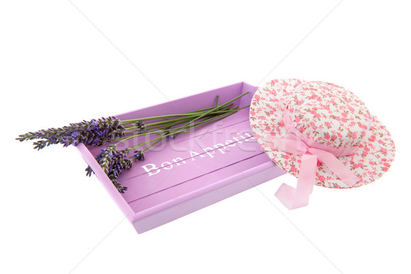 Stockfoto: Frans · lavendel · roze · dienblad · bloemen · voedsel