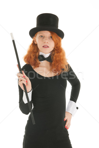 Kobieta luksusowe strony czarny hat Stick Zdjęcia stock © ivonnewierink