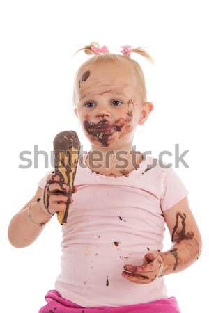 Toddler girl eating ice cream Stock photo © ivonnewierink