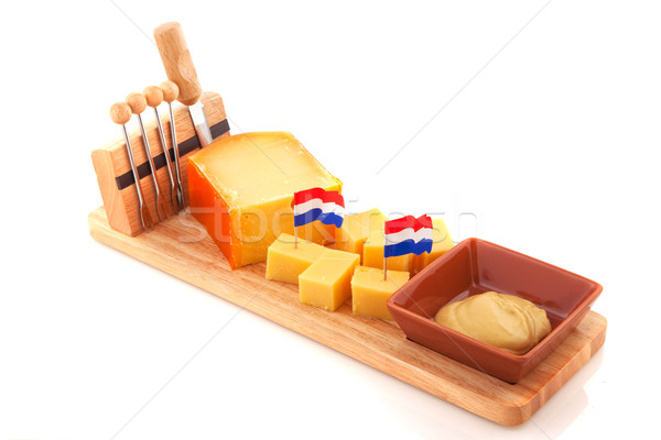 Сток-фото: голландский · сыра · лоток · горчица · продовольствие