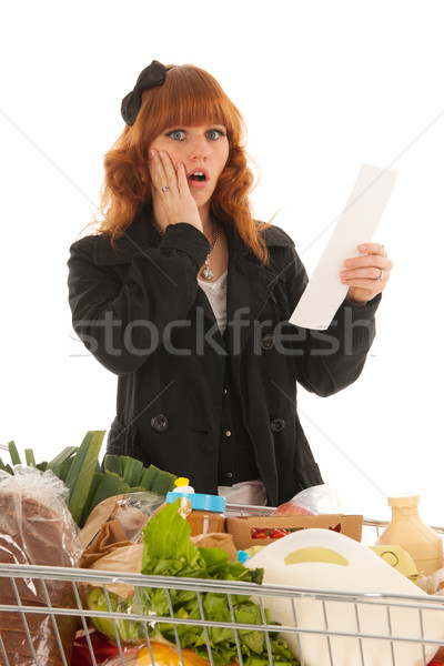 Woman with Shopping cart full dairy grocery Stock photo © ivonnewierink