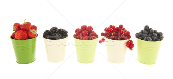 Buckets soft fruit isolated over white Stock photo © ivonnewierink
