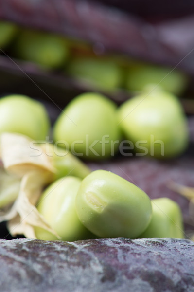 Open marrowfat pea in blue Stock photo © ivonnewierink