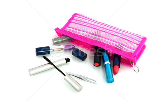 Make-up Fall rosa gestreift Pinsel Objekte Stock foto © ivonnewierink