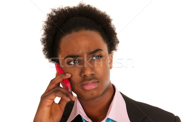 Stock photo: Black business man with mobile phone