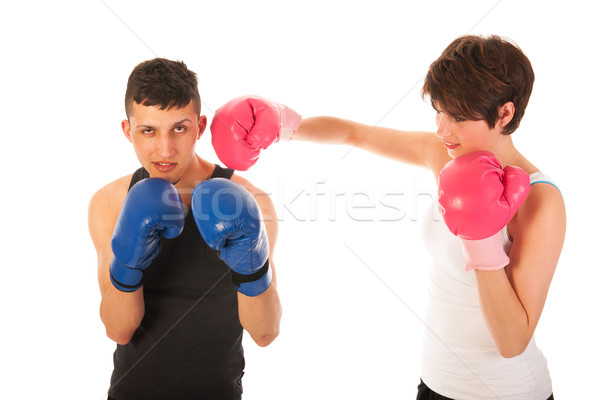 Boxing man and woman Stock photo © ivonnewierink