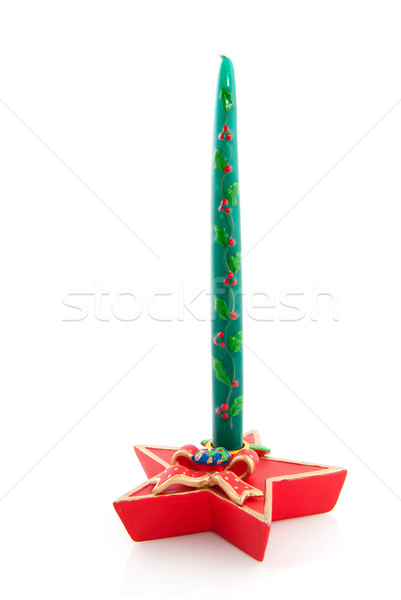 Vert Noël bougie chandelier isolé blanche [[stock_photo]] © ivonnewierink