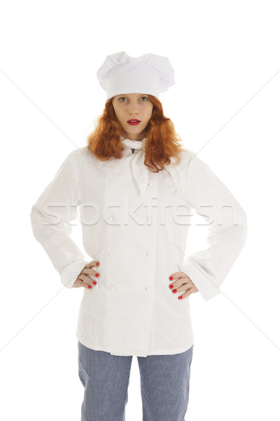 Női pék szakács vörös haj izolált fehér Stock fotó © ivonnewierink