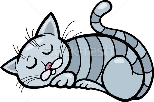 sleeping cat cartoon illustration Stock photo © izakowski