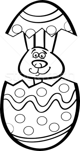 Tavşan easter egg karikatür siyah beyaz örnek komik Stok fotoğraf © izakowski