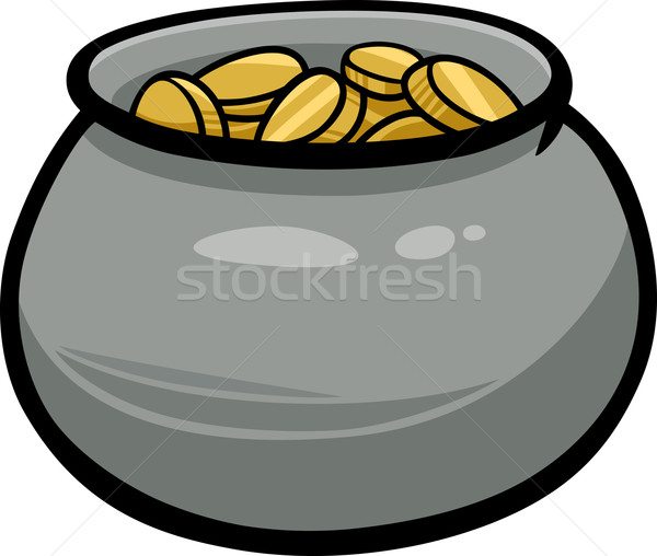 Oală aur desen animat ilustrare monede Imagine de stoc © izakowski