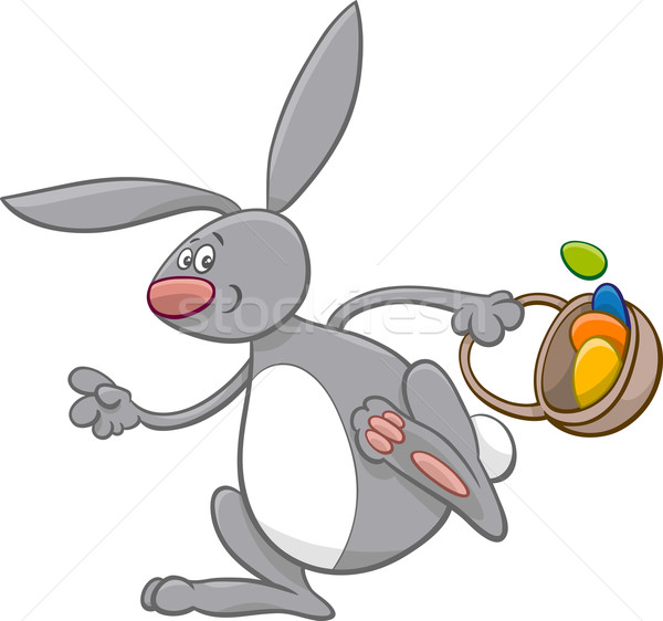 Húsvéti nyuszi képregény karakter rajz illusztráció kosár Stock fotó © izakowski