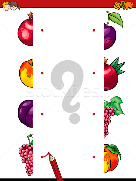 Match fruits activité cartoon illustration Photo stock © izakowski