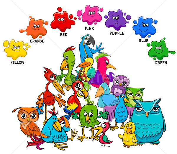 basic colors educational page with birds Stock photo © izakowski