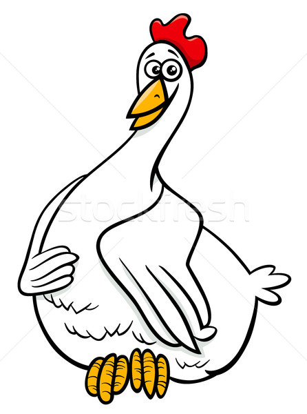 hen farm animal character cartoon illustration Stock photo © izakowski