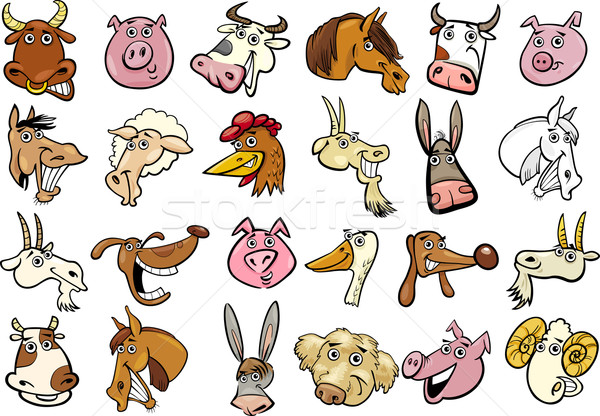 Cartoon сельскохозяйственных животных огромный набор различный смешные Сток-фото © izakowski