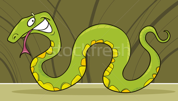 Vert serpent cartoon drôle heureux nature [[stock_photo]] © izakowski