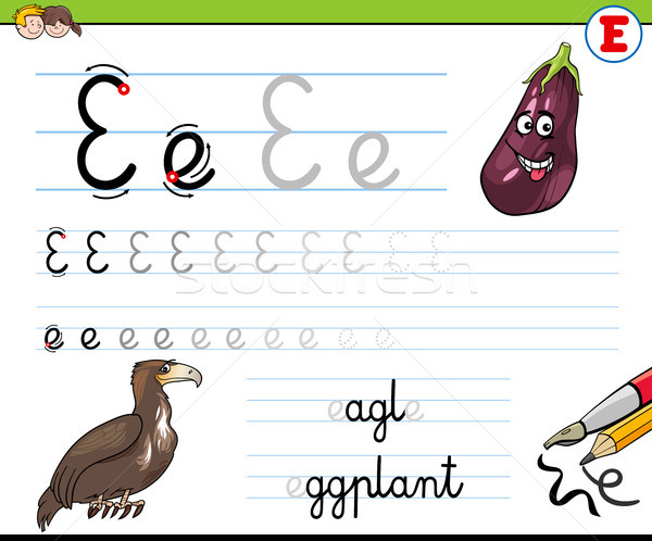 how to write letter E worksheet for kids Stock photo © izakowski