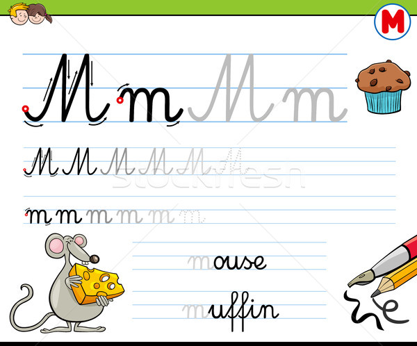 how to write letter M worksheet for kids Stock photo © izakowski