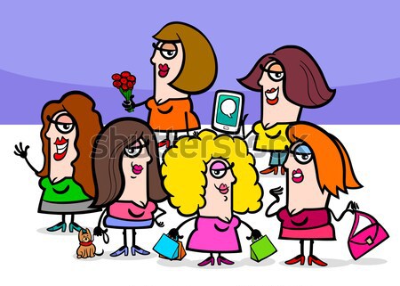 Bastante mujeres grupo Cartoon ilustración hermosa Foto stock © izakowski