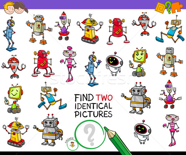find two identical robots educational game Stock photo © izakowski