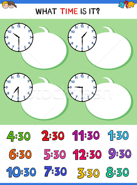 telling time with clock face educational game Stock photo © izakowski