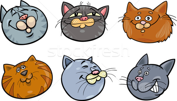 Karikatur funny Katzen Set Illustration unterschiedlich Stock foto © izakowski