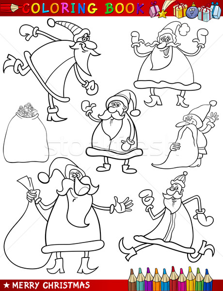 cartoon christmas themes for coloring book Stock photo © izakowski