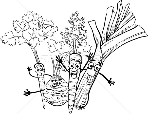 cartoon soup vegetables for coloring book Stock photo © izakowski