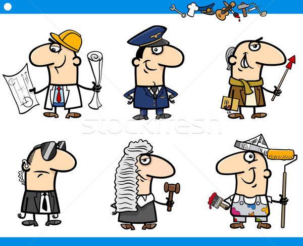 cartoon occupations characters set Stock photo © izakowski