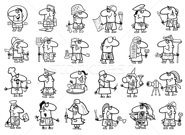 occupations set coloring page Stock photo © izakowski