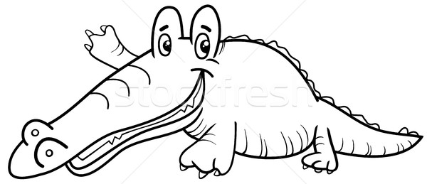 Krokodyla charakter strona czarno białe cartoon ilustracja Zdjęcia stock © izakowski