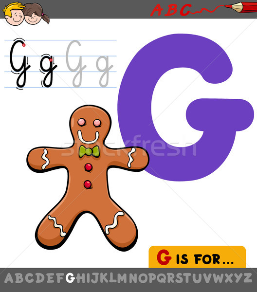 Cartoon gingerbread man onderwijs illustratie alfabet Stockfoto © izakowski