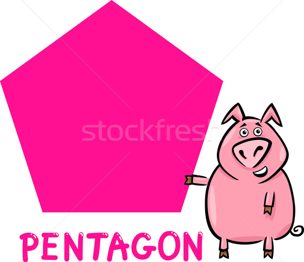 Pentagon Form Karikatur Schwein Illustration grundlegende Stock foto © izakowski